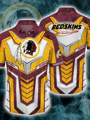 Sport-Team Washington Redskins Sleeve Button Down Samurai Hawaiian Shirt V4 Summer Aloha Shirt