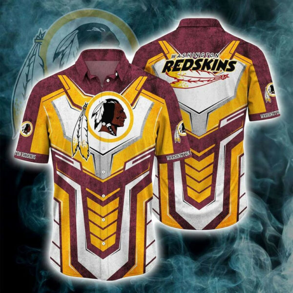Sport-Team Washington Redskins Sleeve Button Down Samurai Hawaiian Shirt V4 Summer Aloha Shirt