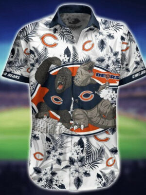 Sport-Team Chicago Bears White Flower Golia Hawaiian Shirt Summer Aloha Shirt