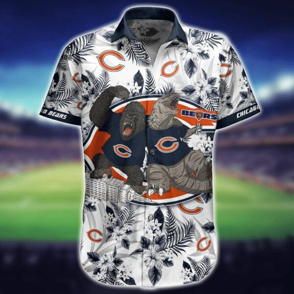 Sport-Team Chicago Bears White Flower Golia Hawaiian Shirt Summer Aloha Shirt