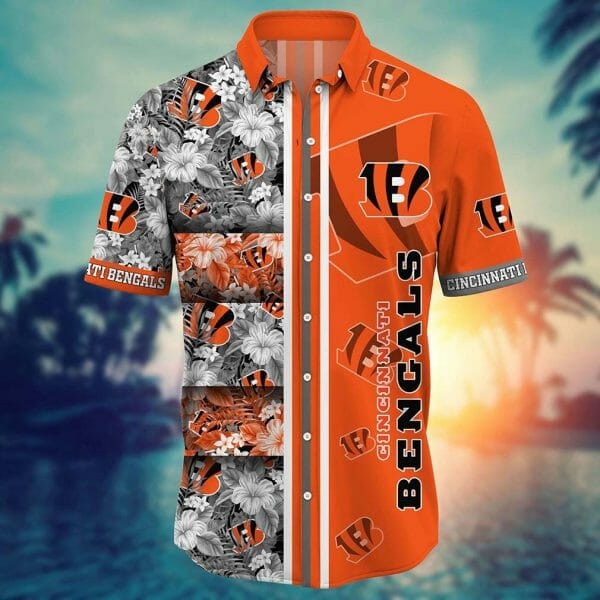 Sport-Team Cincinnati Bengals Tropical Flowers Orange Hawaiian Shirt Summer Aloha Shirt