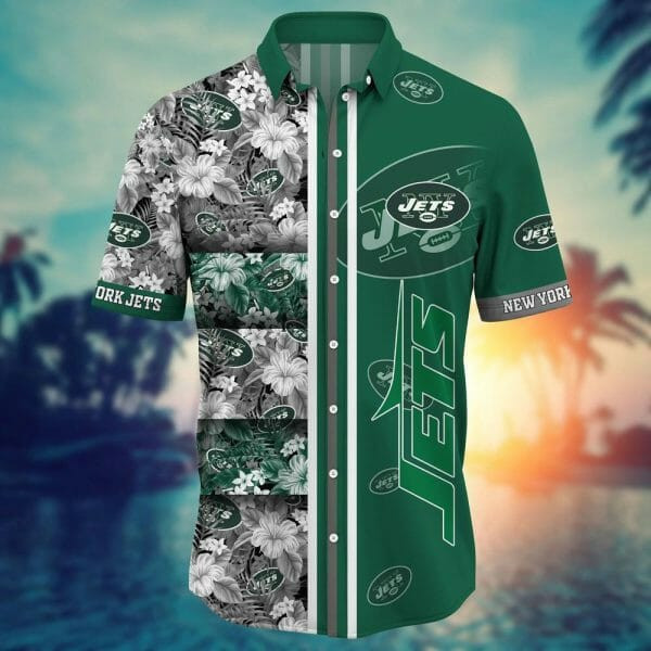 Sport-Team New York Jets Flowers Green Hawaiian Shirt V2 Summer Aloha Shirt