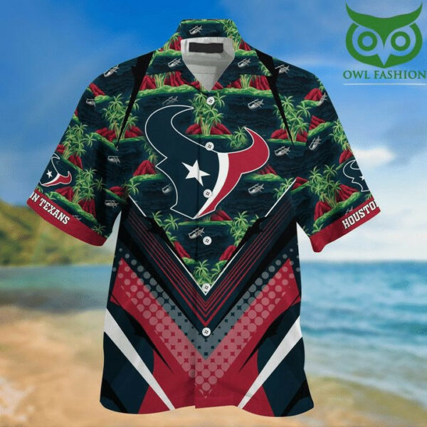 Sport-Team Houston Texans Blue Red Hawaiian Shirt V2 Summer Aloha Shirt