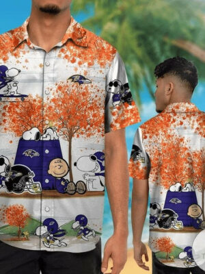 Sport-Team Baltimore Ravens Snoopy White Red Hawaiian Shirt Summer Aloha Shirt