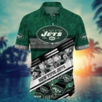 Sport-Team New York Jets Flowers Green Hawaiian Shirt Summer Aloha Shirt