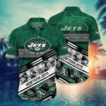 Sport-Team New York Jets Flowers Green Hawaiian Shirt Summer Aloha Shirt