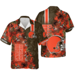 Sport-Team Cleveland Browns Coconut Tree Orange Hawaiian Shirt Summer Aloha Shirt