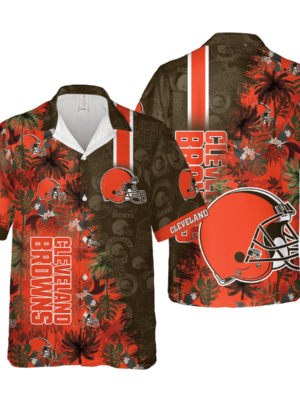 Sport-Team Cleveland Browns Coconut Tree Orange Hawaiian Shirt Summer Aloha Shirt