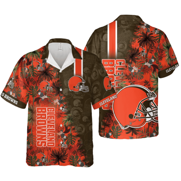Sport-Team Cleveland Browns Coconut Tree Orange Hawaiian Shirt Summer Aloha Shirt