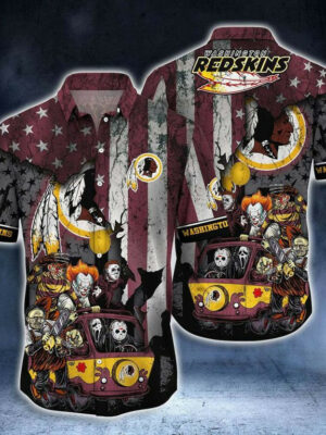 Sport-Team Washington Redskins Horror Character Collections Hawaiian Shirt Summer Aloha Shirt