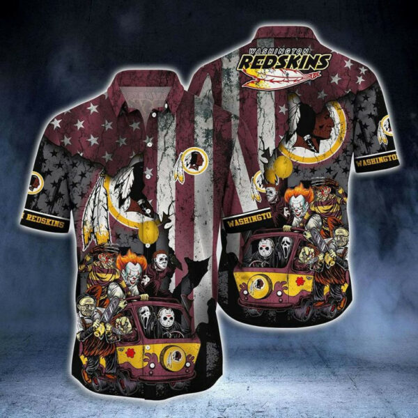 Sport-Team Washington Redskins Horror Character Collections Hawaiian Shirt Summer Aloha Shirt