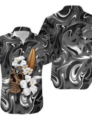 Sport-Team Las Vegas Raiders Skull Flowers Hawaiian Shirt Summer Aloha Shirt