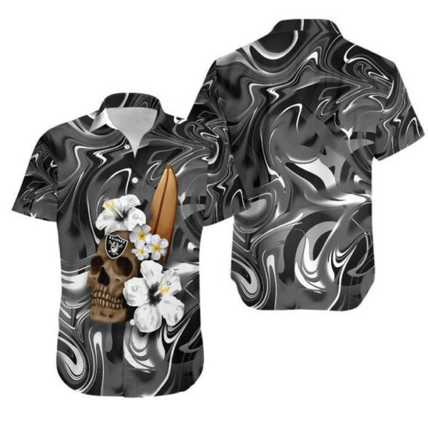 Sport-Team Las Vegas Raiders Skull Flowers Hawaiian Shirt Summer Aloha Shirt