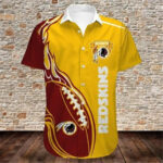 Sport-Team Washington Redskins Button Short Sleeve Hawaiian Shirt Summer Aloha Shirt