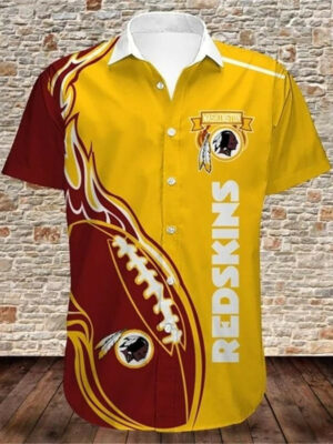 Sport-Team Washington Redskins Button Short Sleeve Hawaiian Shirt Summer Aloha Shirt