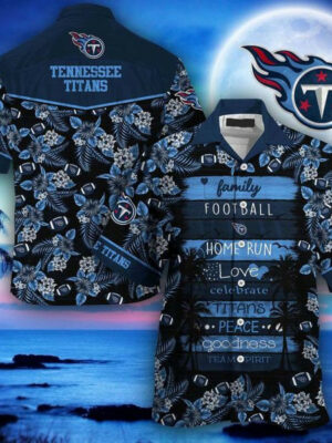 Sport-Team Tennessee Titans Flowers Navy Blue Hawaiian Shirt Summer Aloha Shirt