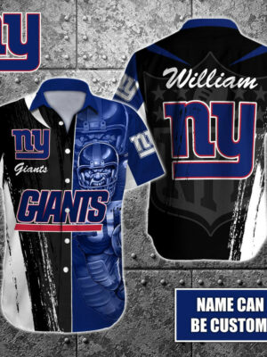 Sport-Team New York Giants Custom Name Special Half Tone Mascot Hawaiian Shirt Sport Team Aloha Shirt