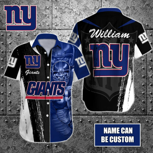 Sport-Team New York Giants Custom Name Special Half Tone Mascot Hawaiian Shirt Sport Team Aloha Shirt