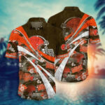 Sport-Team Cleveland Browns Orange Tropical Flowers Hawaiian Shirt Summer Aloha Shirt