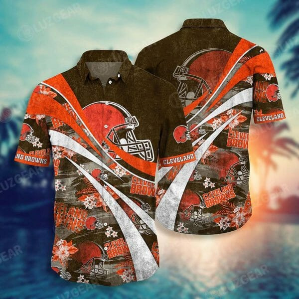 Sport-Team Cleveland Browns Orange Tropical Flowers Hawaiian Shirt Summer Aloha Shirt