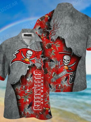 Sport-Team Tampa Bay Buccaneers Red Grey Hawaiian Shirt V3 Summer Aloha Shirt