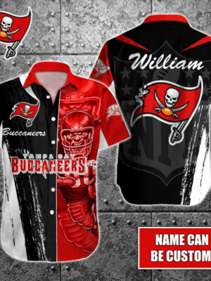 Sport-Team Tampa Bay Buccaneers Custom Name Special Half Tone Mascot Hawaiian Shirt Sport Team Aloha Shirt