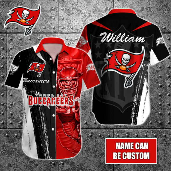 Sport-Team Tampa Bay Buccaneers Custom Name Special Half Tone Mascot Hawaiian Shirt Sport Team Aloha Shirt