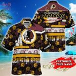 Sport-Team Washington Redskins Custom Name Yellow Flower Hawaiian Shirt Sport Team Aloha Shirt