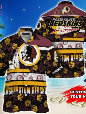 Sport-Team Washington Redskins Custom Name Yellow Flower Hawaiian Shirt Sport Team Aloha Shirt