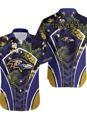 Sport-Team Baltimore Ravens Flower Summer Tropical Hawaiian Shirt Sport Team Aloha Shirt