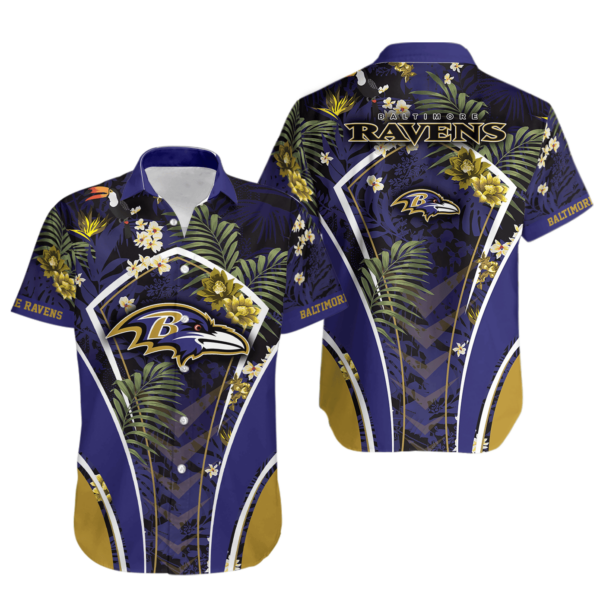 Sport-Team Baltimore Ravens Flower Summer Tropical Hawaiian Shirt Sport Team Aloha Shirt