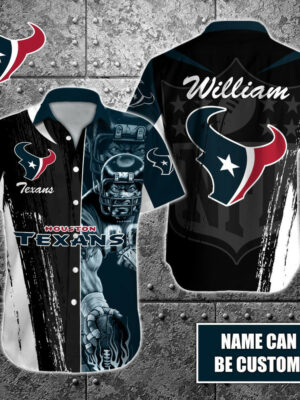 Sport-Team Houston Texans Custom Name Special Half Tone Mascot Hawaiian Shirt Sport Team Aloha Shirt