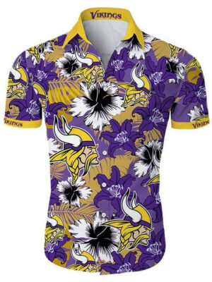 Sport-Team Minnesota Vikings Tropical Flower Purple Yellow Hawaiian Shirt Summer Aloha Shirt