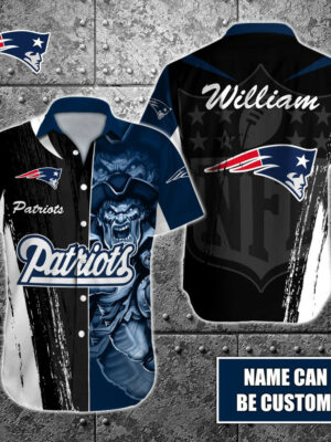 Sport-Team New England Patriots Custom Name Special Half Tone Mascot Hawaiian Shirt Sport Team Aloha Shirt