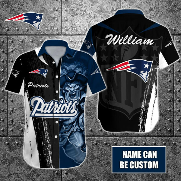 Sport-Team New England Patriots Custom Name Special Half Tone Mascot Hawaiian Shirt Sport Team Aloha Shirt
