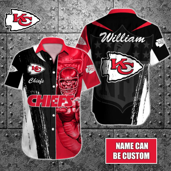 Sport-Team Kansas City Chiefs Custom Name Special Half Tone Mascot Hawaiian Shirt Sport Team Aloha Shirt