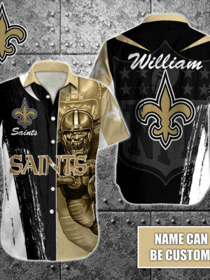 Sport-Team New Orleans Saints Custom Name Special Half Tone Mascot Hawaiian Shirt Sport Team Aloha Shirt