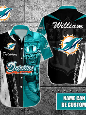 Sport-Team Miami Dolphins Custom Name Special Half Tone Mascot Hawaiian Shirt Sport Team Aloha Shirt