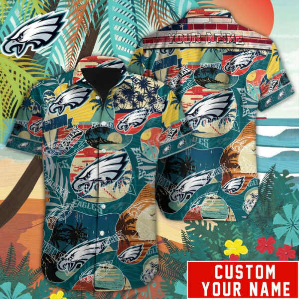 Sport-Team Philadelphia Eagles Custom Name Special Vintage Style Hawaiian Shirt Sport Team Aloha Shirt