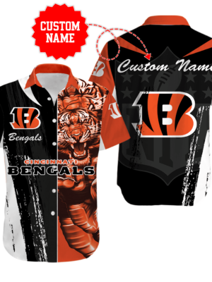 Sport-Team Cincinnati Bengals Custom Name Special Half Tone Mascot Hawaiian Shirt Sport Team Aloha Shirt