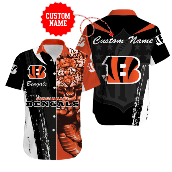 Sport-Team Cincinnati Bengals Custom Name Special Half Tone Mascot Hawaiian Shirt Sport Team Aloha Shirt