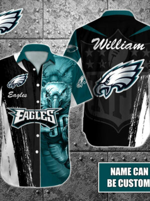 Sport-Team Philadelphia Eagles Custom Name Special Half Tone Mascot Hawaiian Shirt Sport Team Aloha Shirt