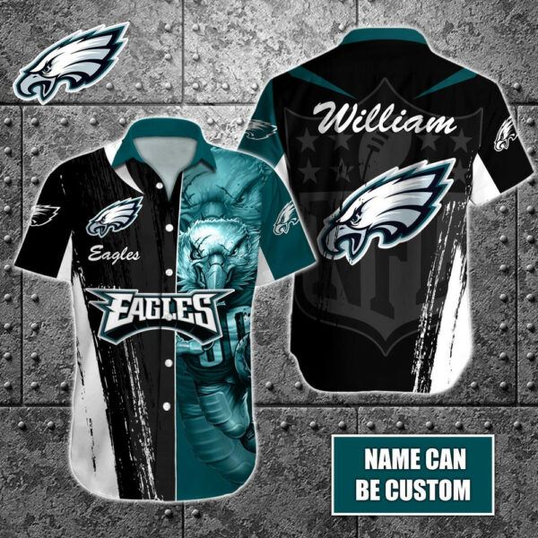 Sport-Team Philadelphia Eagles Custom Name Special Half Tone Mascot Hawaiian Shirt Sport Team Aloha Shirt