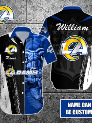 Sport-Team Los Angeles Rams Custom Name Special Half Tone Mascot Hawaiian Shirt Sport Team Aloha Shirt