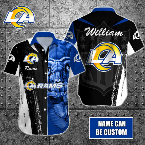 Sport-Team Los Angeles Rams Custom Name Special Half Tone Mascot Hawaiian Shirt Sport Team Aloha Shirt