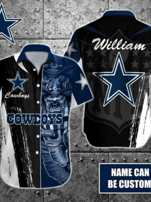 Sport-Team Dallas Cowboys Custom Name Special Half Tone Mascot Hawaiian Shirt Sport Team Aloha Shirt