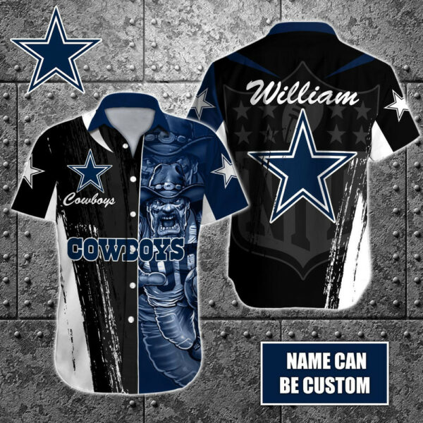 Sport-Team Dallas Cowboys Custom Name Special Half Tone Mascot Hawaiian Shirt Sport Team Aloha Shirt