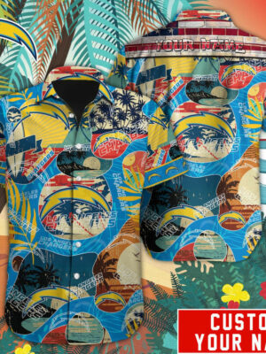 Sport-Team Los Angeles Chargers Custom Name Special Vintage Style Hawaiian Shirt Sport Team Aloha Shirt
