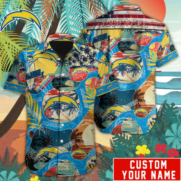 Sport-Team Los Angeles Chargers Custom Name Special Vintage Style Hawaiian Shirt Sport Team Aloha Shirt
