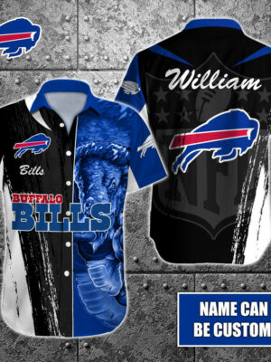 Sport-Team Buffalo Bills Custom Name Special Half Tone Mascot Hawaiian Shirt Sport Team Aloha Shirt